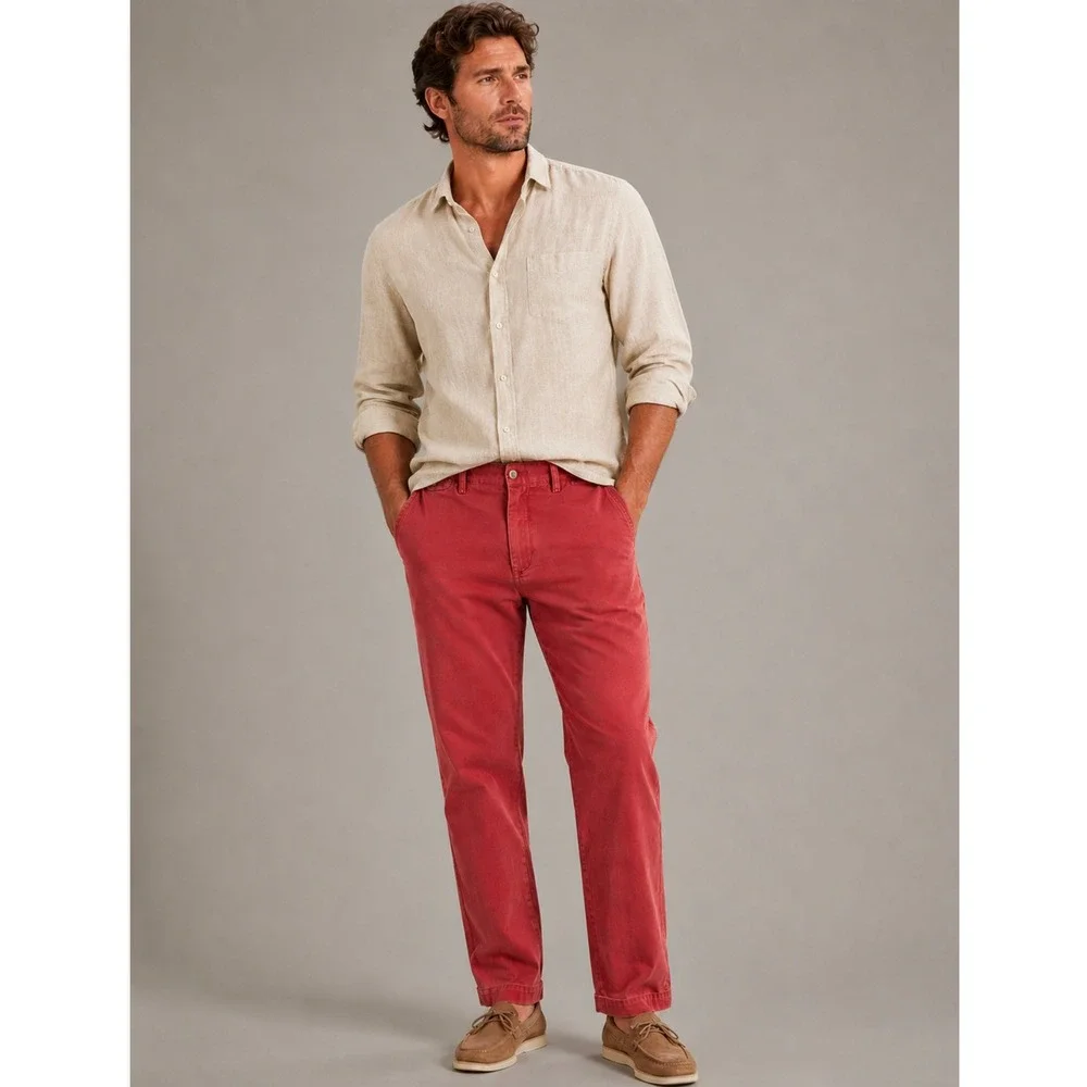 Vtg Polo Ralph Lauren Slim GI Fit Pants 36/32 Red Cotton Chinos Preppy Old Money